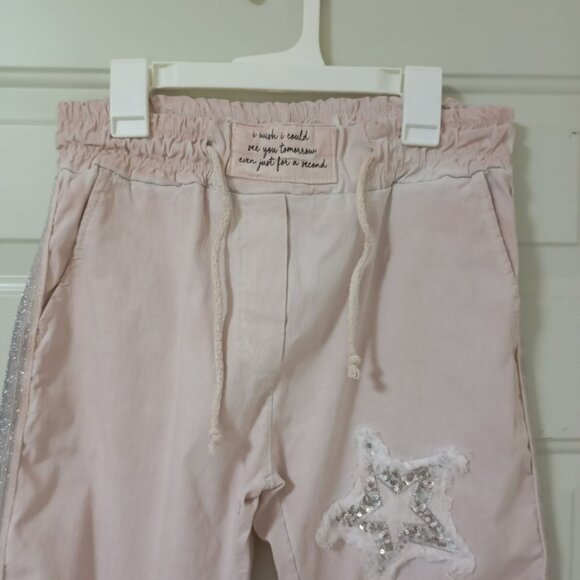 Venti6 Womens Pink Jogger Pants With Sequin Star Design Size M - Picture 4 of 12